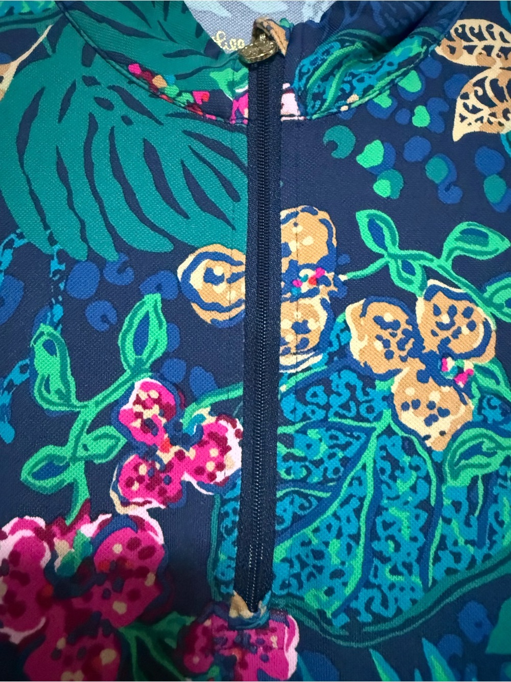 Lilly Pulitzer Luxletic Delmar Floral Blue Long Sleeve Athletic Dress Size Small - Picture 3 of 12